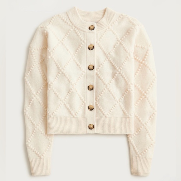 NWT! J. CREW Women’s Popcorn-stitch Cardigan in Vintage Wool, Ivory, Size Small - Picture 14 of 14